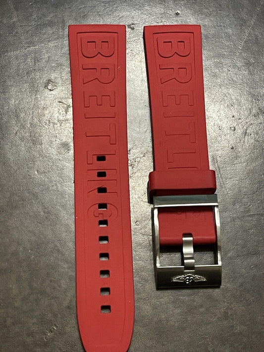 Breitling Rubber Watch Strap 22MM Diver Pro Red with OEM Tang Buckle