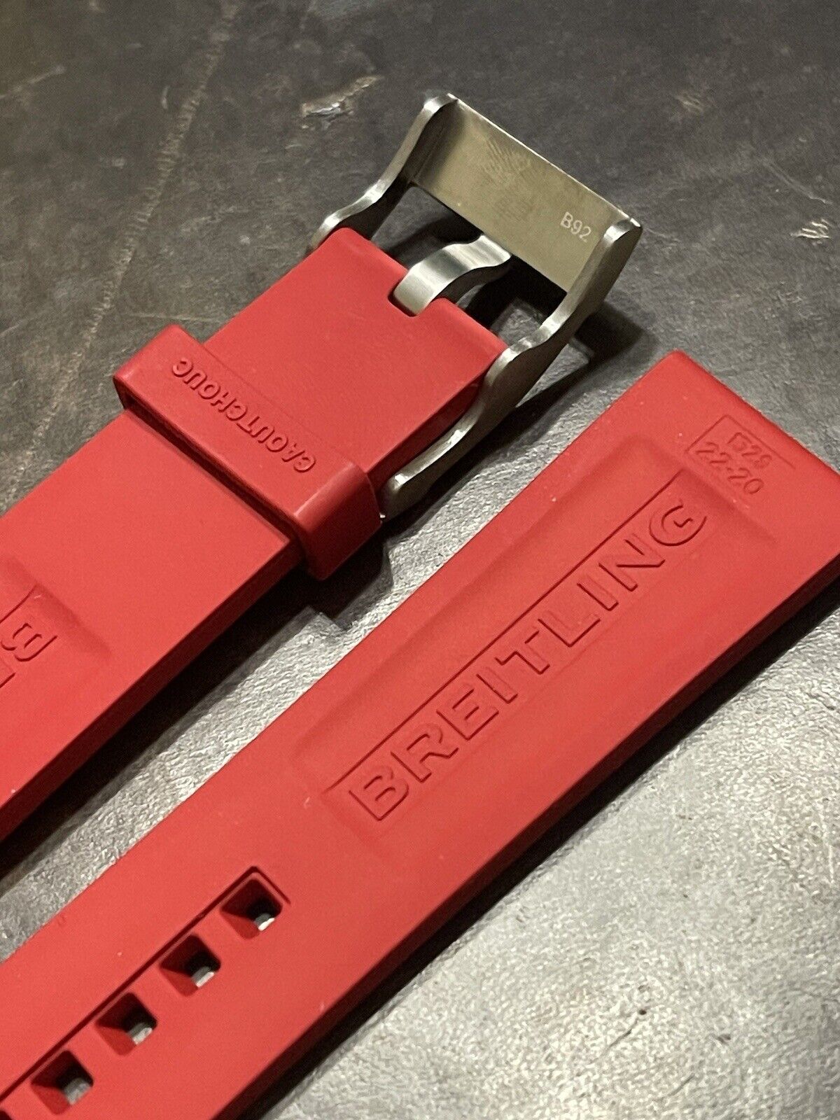 Breitling OEM 22MM Diver Pro Red Rubber Strap w/ OEM Tang Buckle
