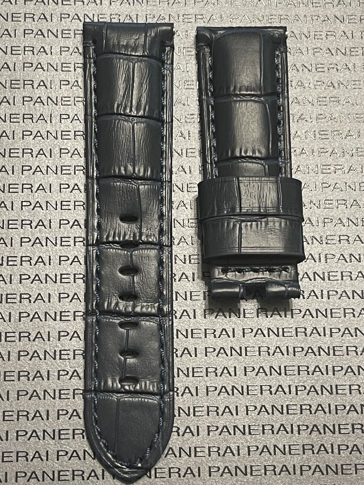 Panerai Buckle Dark Blue Alligator OEM Strap 24mm Lug for Deployant Buckle