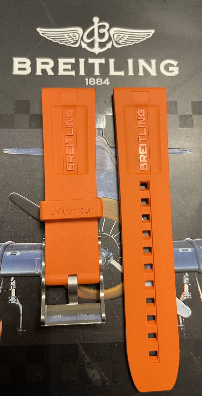 Breitling OEM Diver Pro Orange Rubber Strap with OEM Tang Buckle