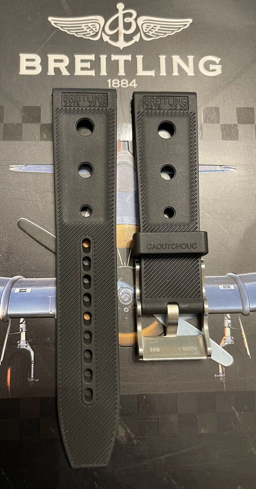 Breitling OEM Ocean Racer Black Rubber Strap with OEM Steel Buckle