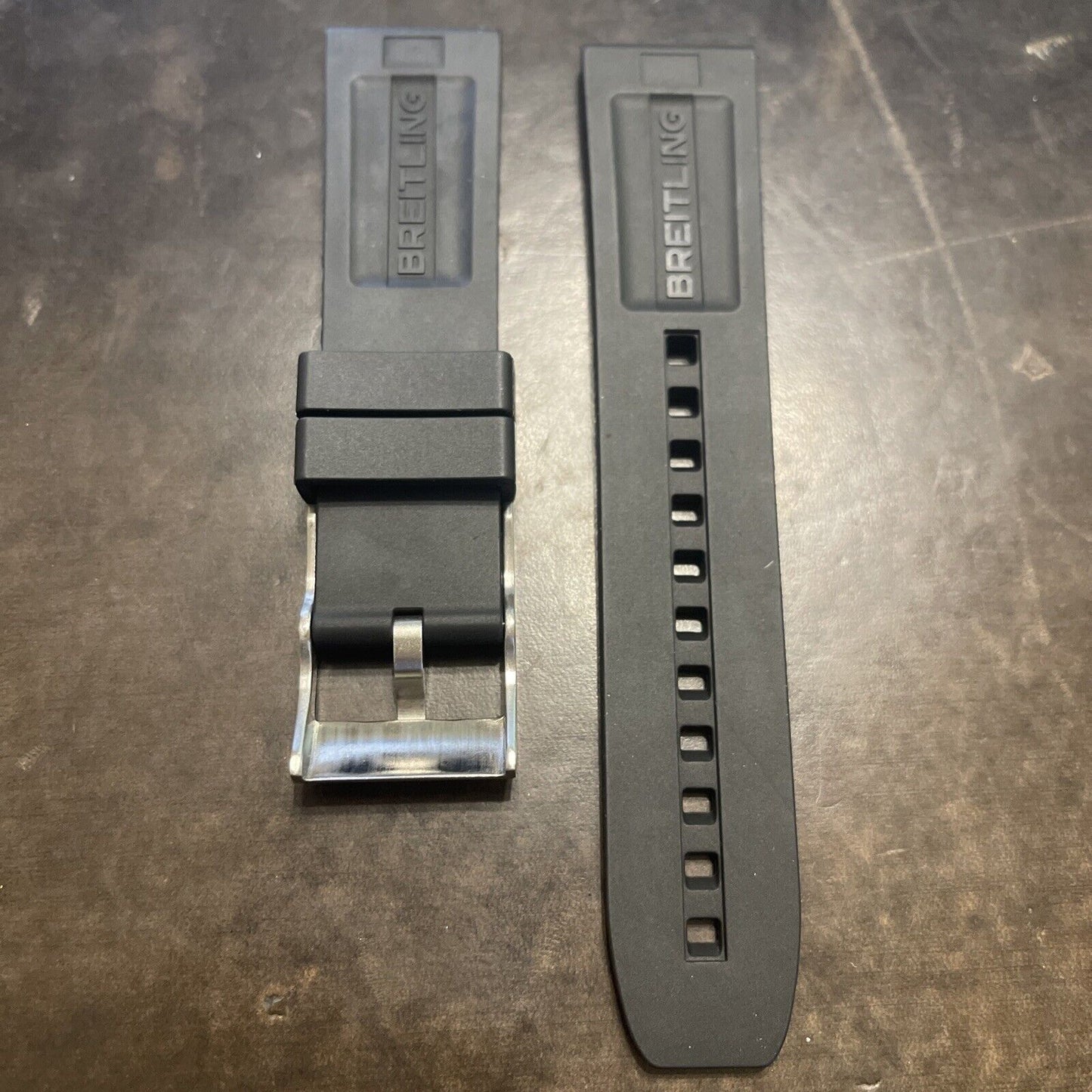 Breitling Diver Watch Strap - Black Rubber Band With Oem Tang Buckle