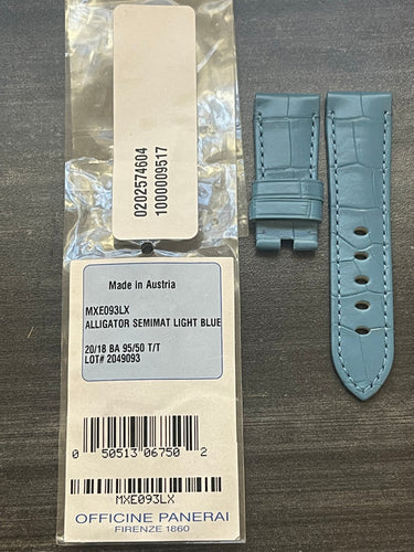 Panerai 20MM Light Blue Alligator OEM Tang Strap