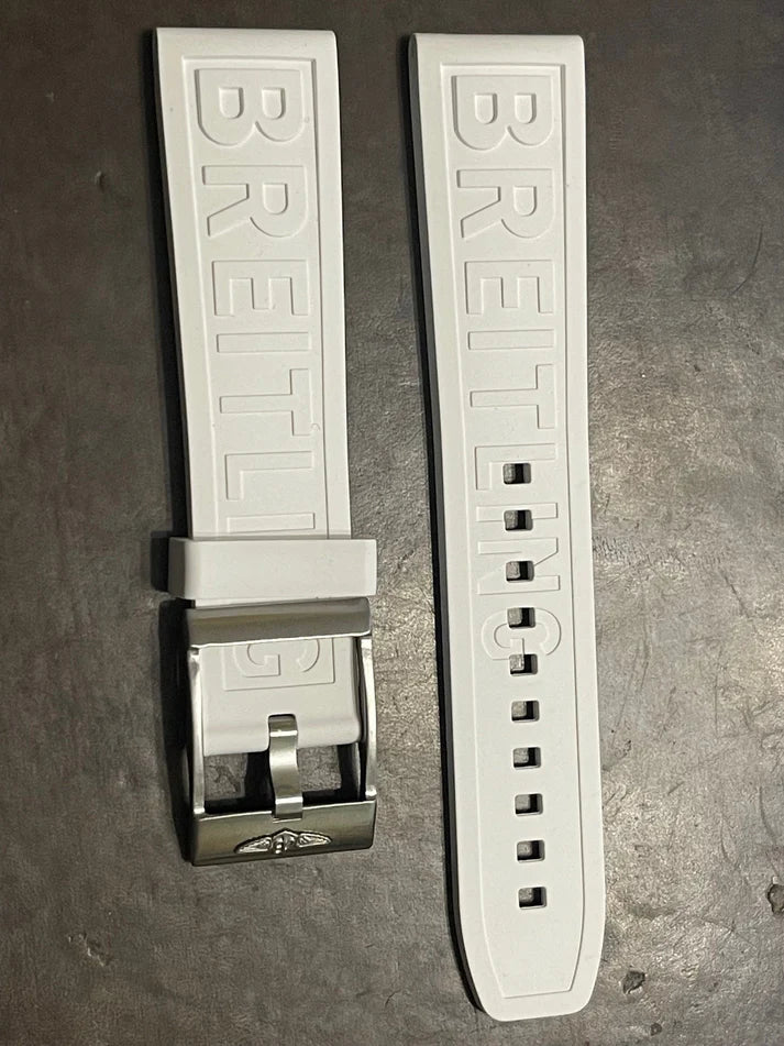 Breitling OEM 24MM Diver Pro White Rubber Strap