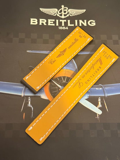 Breitling OEM 22MM Black Alligator Deployment Strap 22-20MM