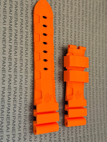 Panerai 22MM Orange Rubber Accordion Tang Strap (22/20MM)