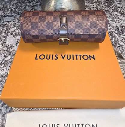 Louis Vuitton Damier Brown  3 Watch Case N41137 Retails $1,240