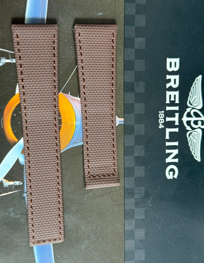 New Breitling Brown Canvas Deployant Strap 24-20MM strap Width 120/80MM Length