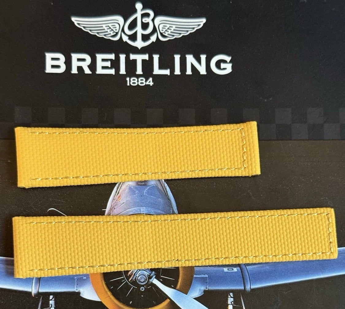 New Breitling Yellow Canvas Deployant Strap 22-20MM strap Width 120/80MM Length