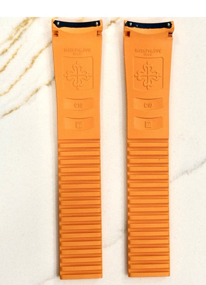 Patek Phillipe 21x18mm Uncut Orange Rubber Strap: 5167a, 5167r, 5164a, 5164r