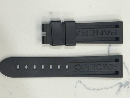 Panerai 22MM  Black  Rubber Caoutchouc Logo Strap (22/20MM)