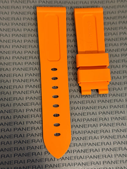 Panerai 24MM Orange Rubber Caoutchouc Logo Deployant Strap XL Length (24/22MM) (Copy)