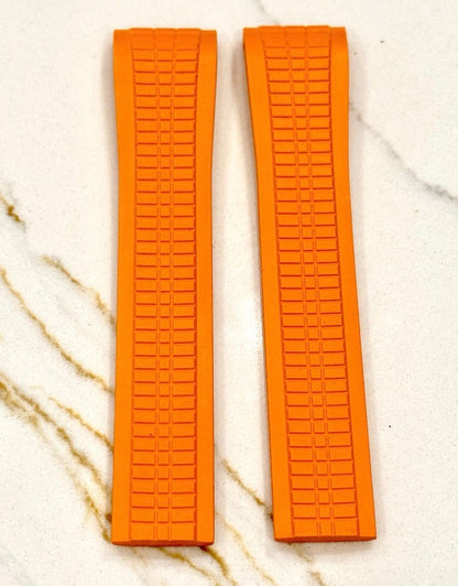 Patek Phillipe 21x18mm Uncut Orange Rubber Strap: 5167a, 5167r, 5164a, 5164r