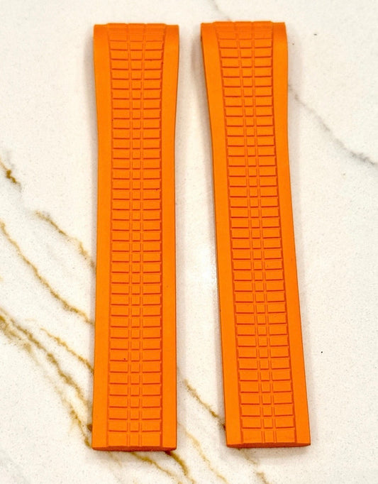 Patek Phillipe 21x18mm Uncut Orange Rubber Strap: 5167a, 5167r, 5164a, 5164r