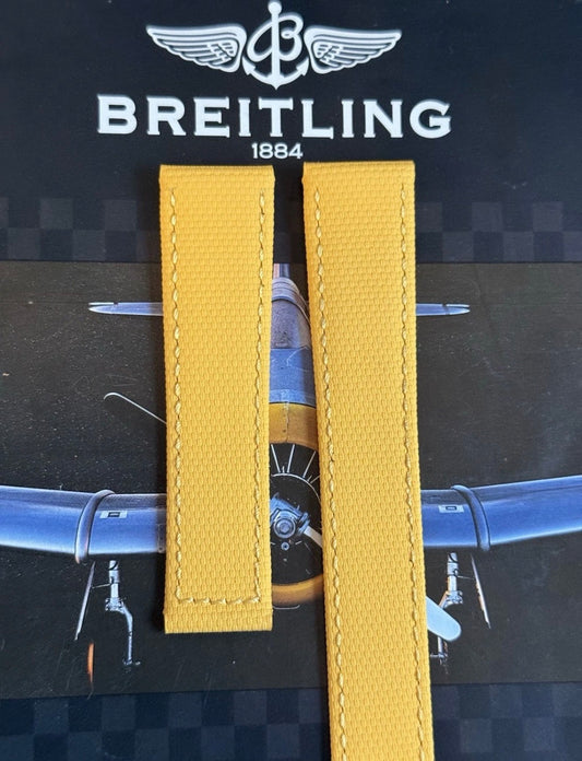 New Breitling Yellow Canvas Deployant Strap 22-20MM strap Width 120/80MM Length