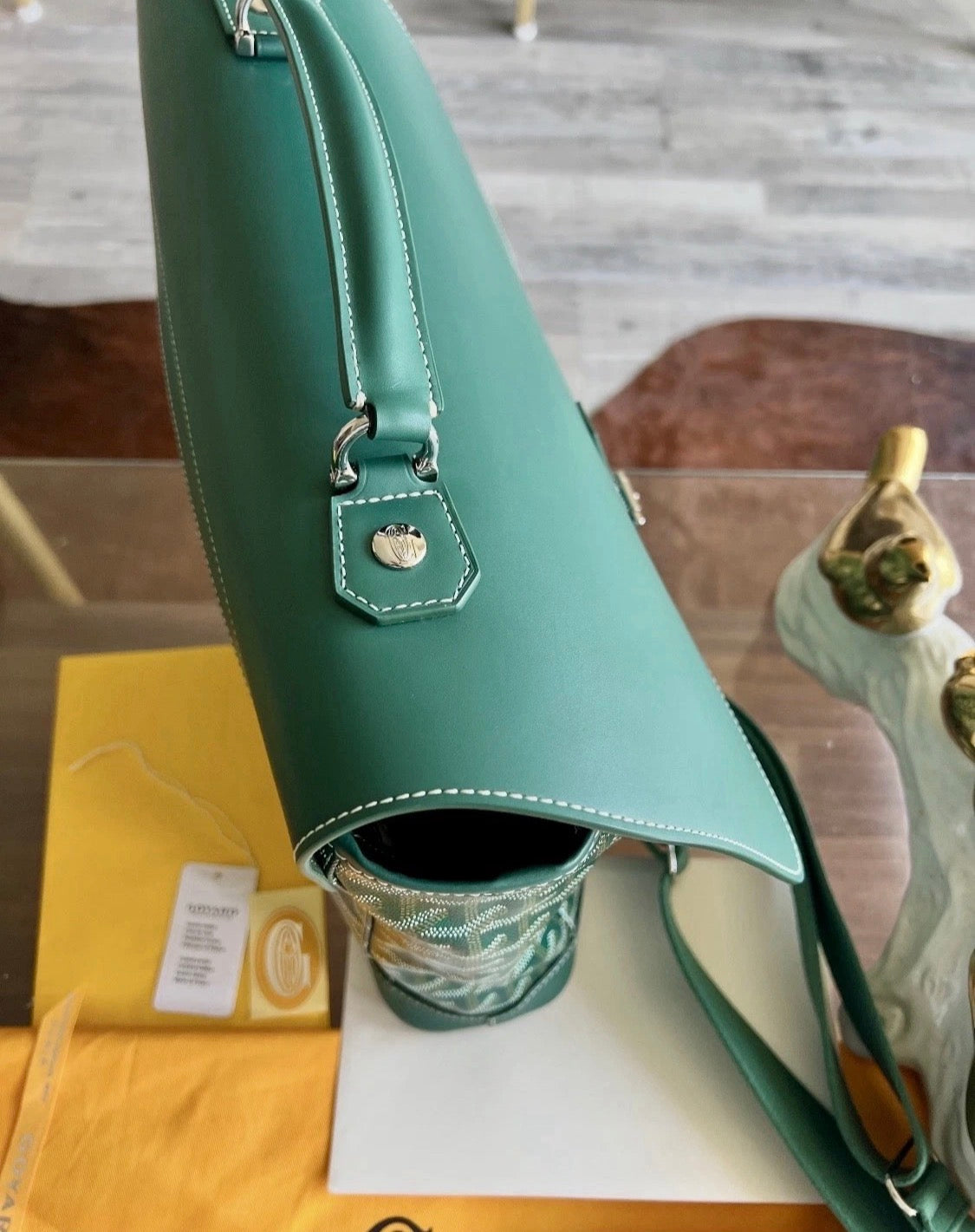 Goyard Green Goyardine Citadin Messenger Bag with Strap,  Briefcase