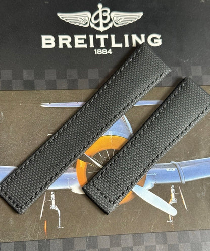 New Breitling Black Canvas Deployant Strap 24-20MM strap Width 120/80MM Length