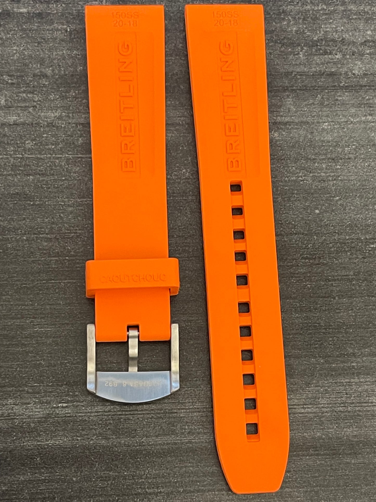 BREITLING OEM 20MM Diver Pro Orange Rubber Strap  w/ 18MM OEM Tang Buckle (20-18MM)