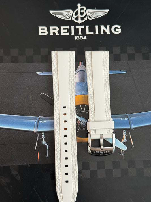 Breitling OEM 20MM Diver Pro White Rubber Strap w/ OEM Tang Buckle