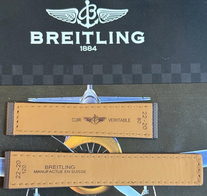 New Breitling Brown Canvas Deployant Strap 22-20MM strap Width 120/80MM Length