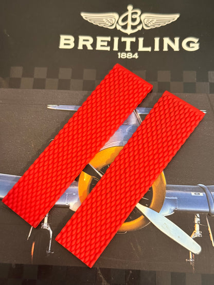 Breitling OEM Red Mesh Rubber Strap for Deployment Clasp 22-20MM Sold Out at Boutiques