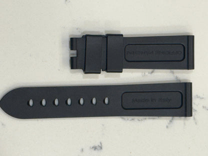 Panerai 22MM  Black  Rubber Caoutchouc Logo Strap (22/20MM)
