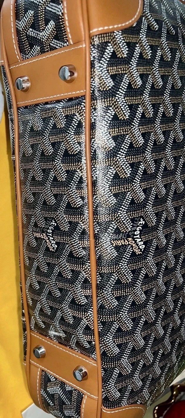 Goyard Goyardine Black and Brown Cisalpin Document Case Briefcase Travel Bag