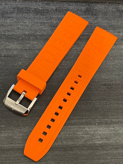 BREITLING OEM 20MM Diver Pro Orange Rubber Strap  w/ 18MM OEM Tang Buckle (20-18MM)