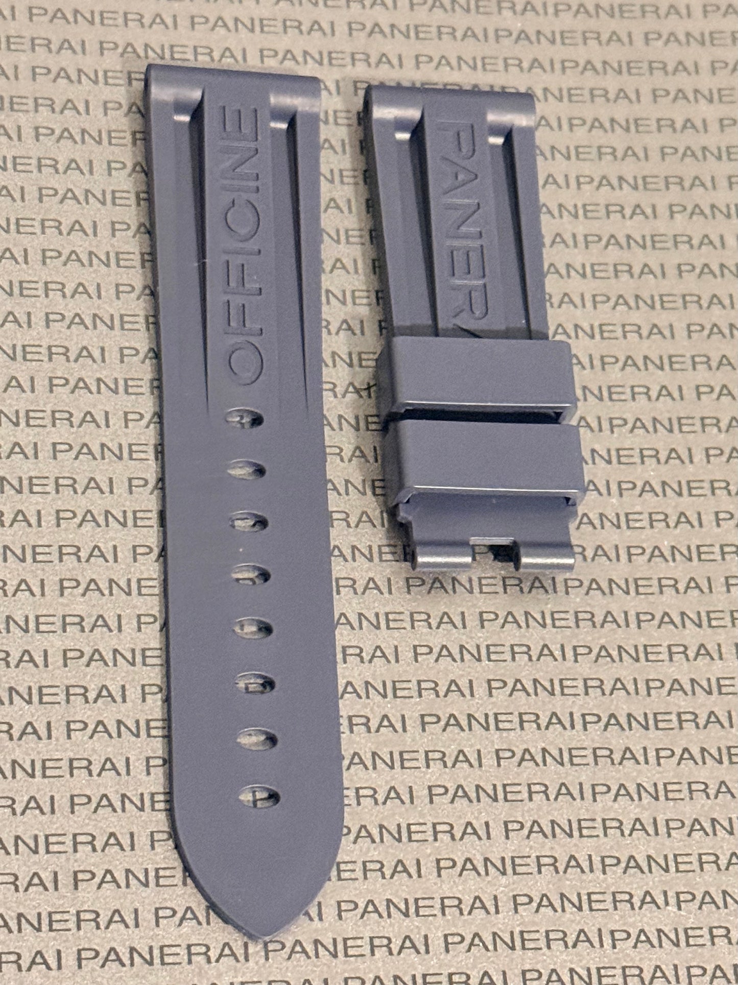 Panerai 24MM Light Blue Rubber Caoutchouc Logo Deployant Strap XL Length (24/22MM) (Copy)