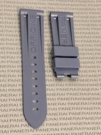 Panerai 24MM Light Blue Rubber Caoutchouc Logo Deployant Strap XL Length (24/22MM) (Copy)