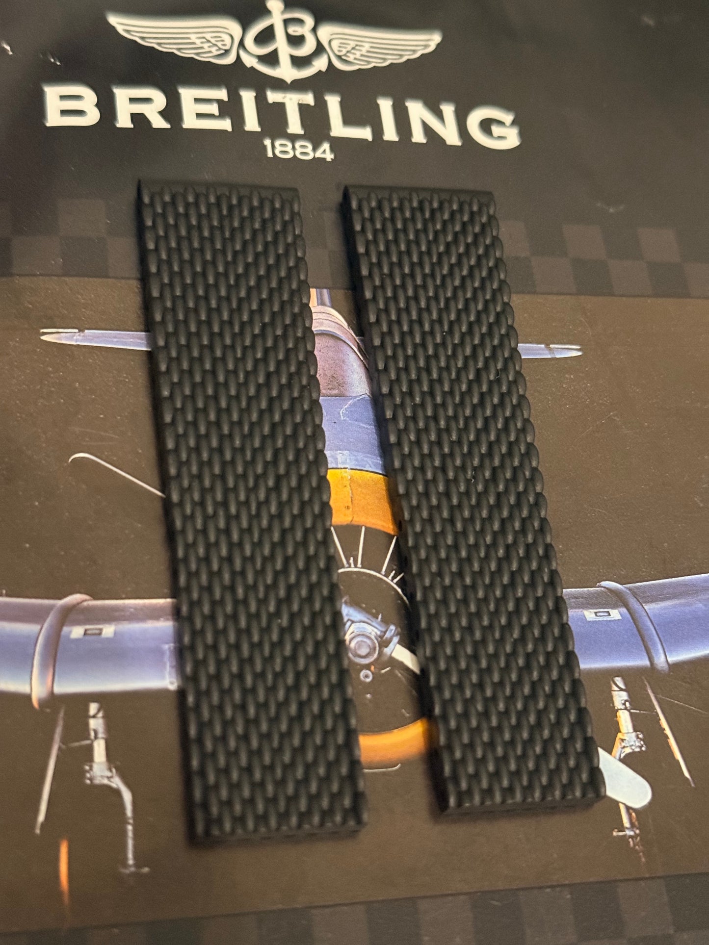 Breitling OEM Black Mesh Rubber Strap for Deployment Clasp 22-20MM Sold Out at Boutiques