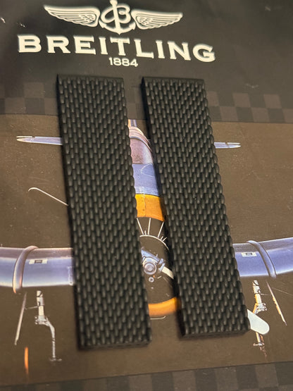 Breitling OEM Black Mesh Rubber Strap for Deployment Clasp 22-20MM Sold Out at Boutiques