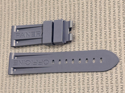 Panerai 24MM Light Blue Rubber Caoutchouc Logo Deployant Strap XL Length (24/22MM) (Copy)