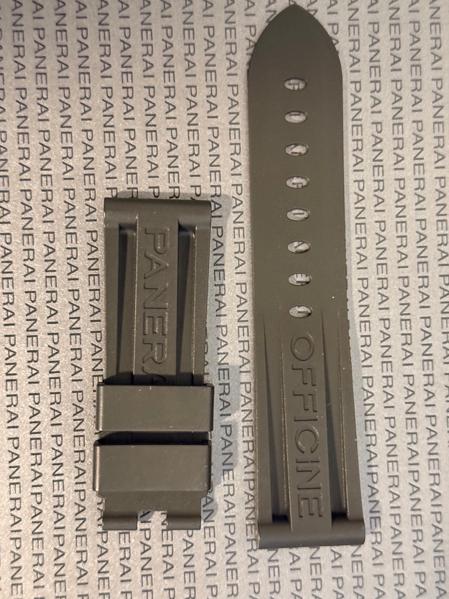 Panerai 24MM Black Rubber Caoutchouc Logo Deployant Strap XL Length (24/22MM)