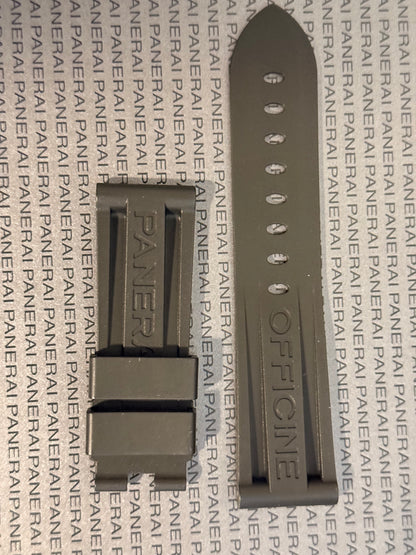 Panerai 24MM Black Rubber Caoutchouc Logo Deployant Strap XL Length (24/22MM)