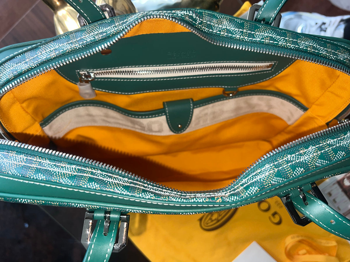 Goyard Goyardine Green Ambassade MM Business Travel Briefcase