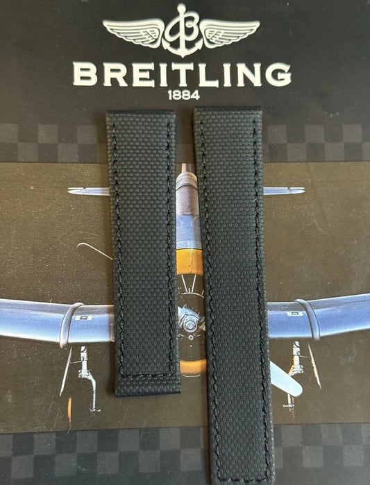 New Breitling Black Canvas Deployant Strap 22-20MM strap Width 120/80MM Length