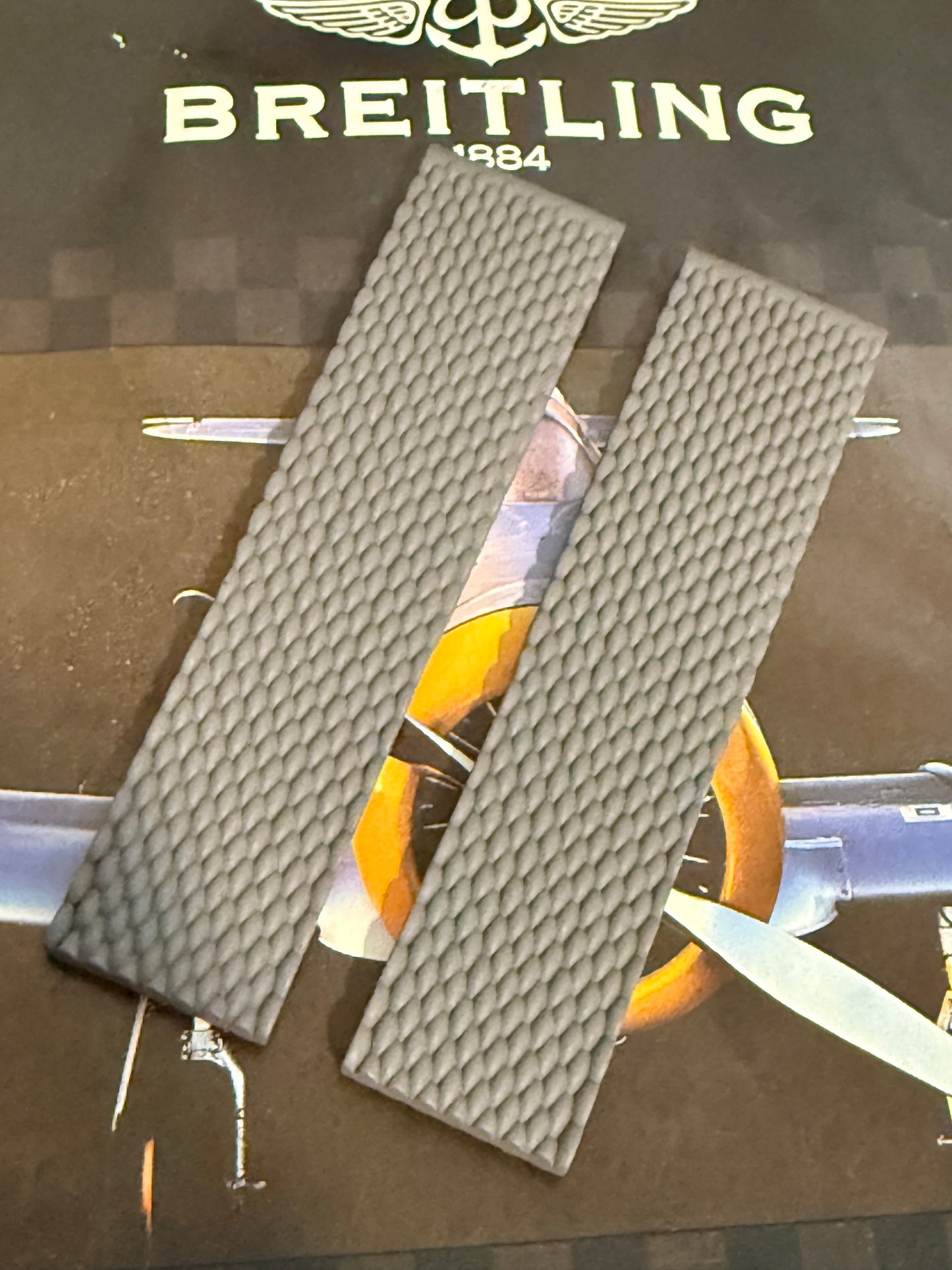 Breitling OEM Gray Mesh Rubber Strap for Deployment Clasp 22-20MM Sold Out at Boutiques