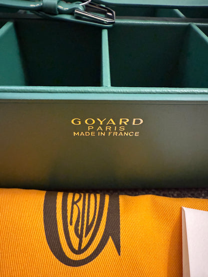 New GOYARD 8 Watch Travel Home Decor Case In Green Coated Canvas Calfskin