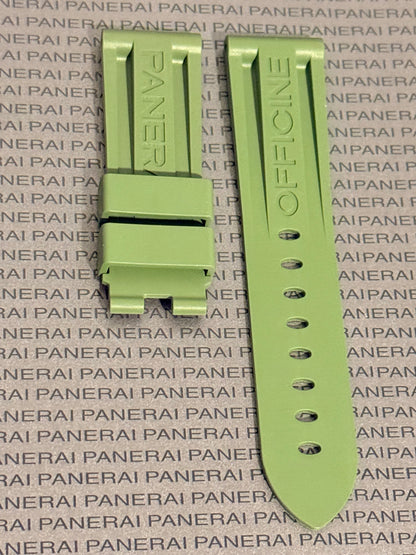 Panerai 24MM Green Rubber Caoutchouc Logo Deployant Strap XL Length (24/22MM)