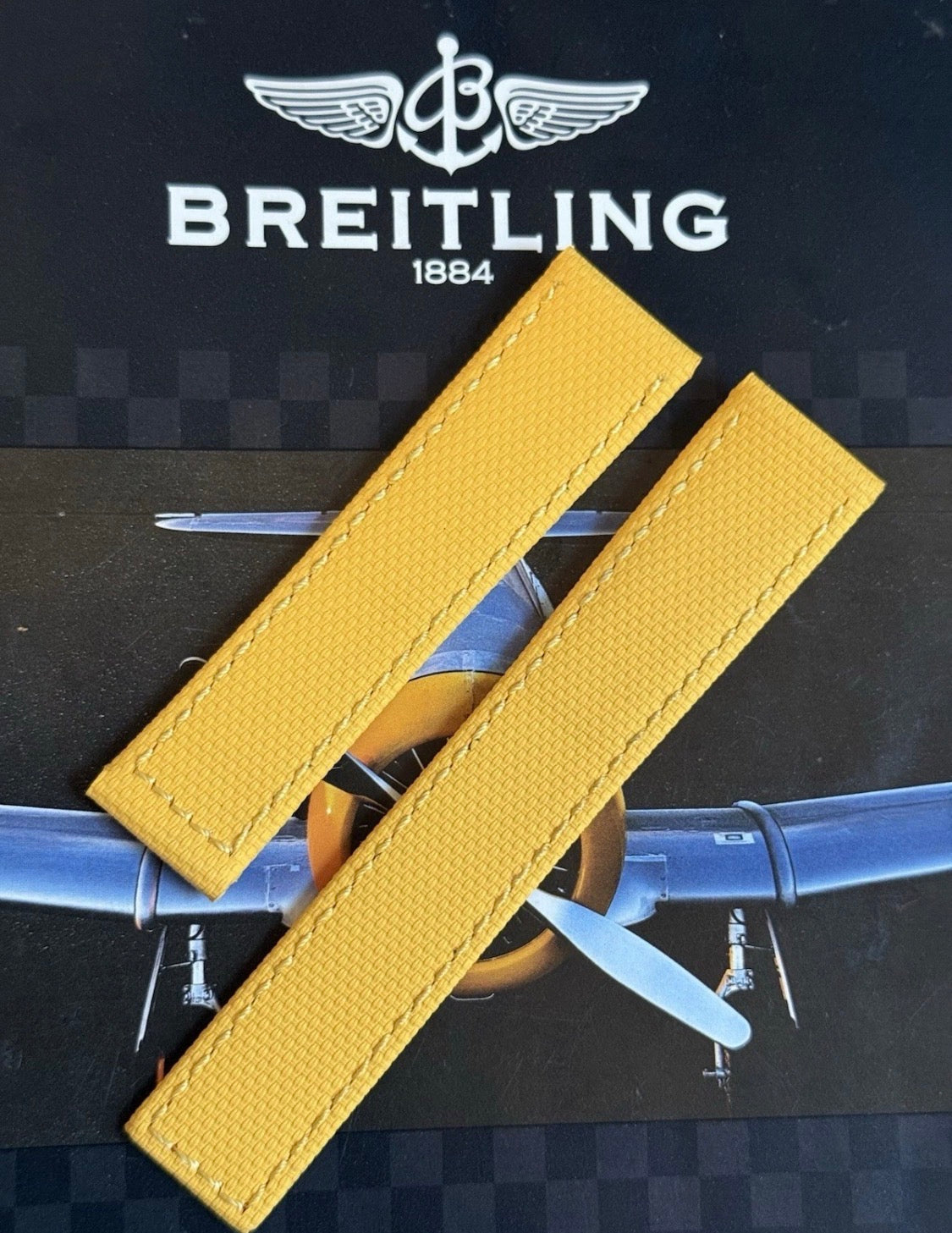 New Breitling Yellow Canvas Deployant Strap 22-20MM strap Width 120/80MM Length