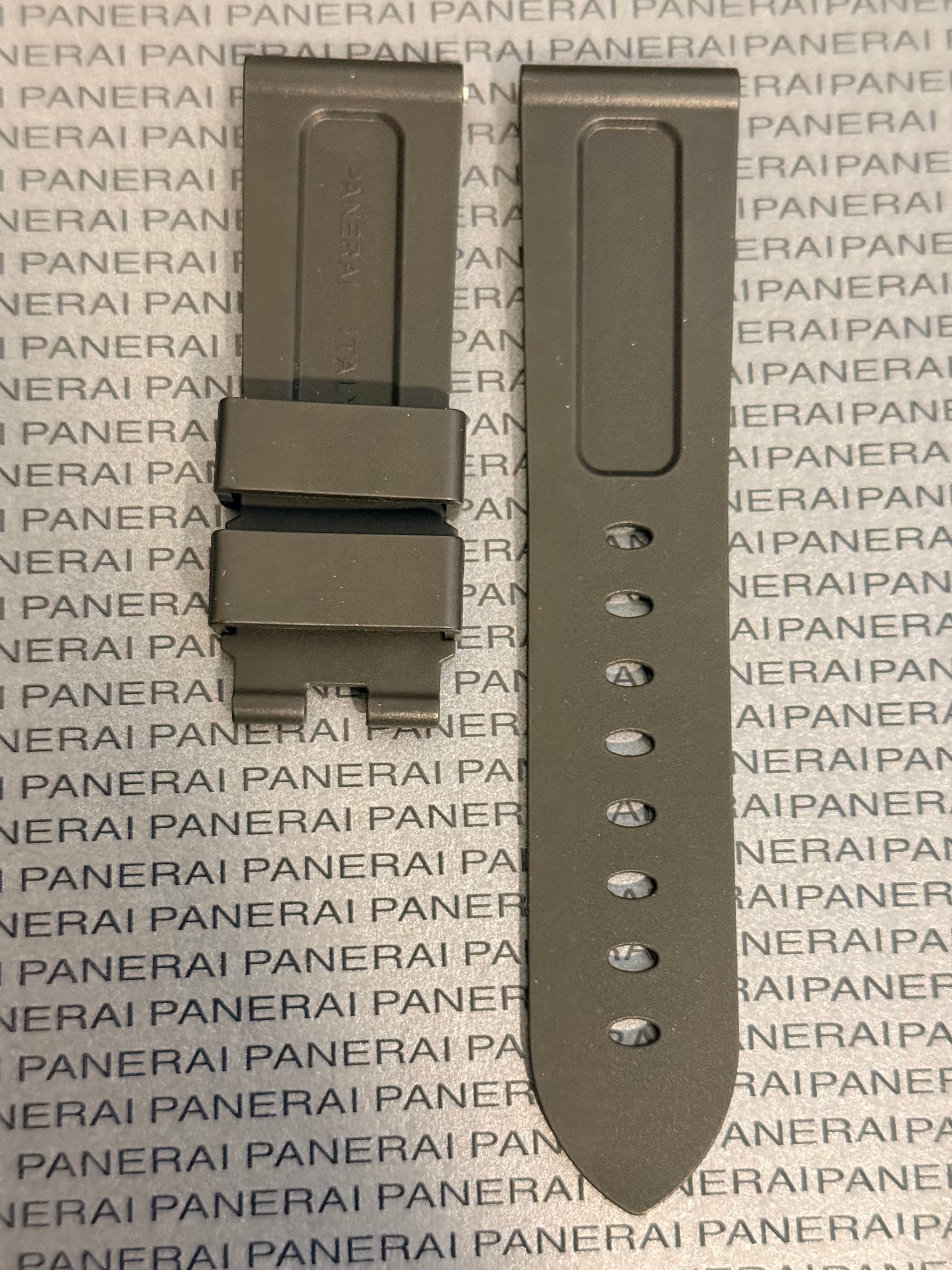 Panerai 24MM Black Rubber Caoutchouc Logo Deployant Strap XL Length (24/22MM)