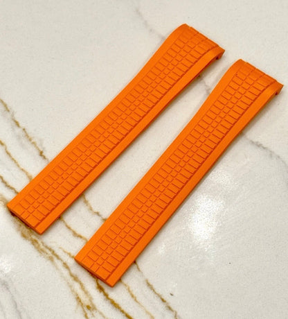 Patek Phillipe 21x18mm Uncut Orange Rubber Strap: 5167a, 5167r, 5164a, 5164r