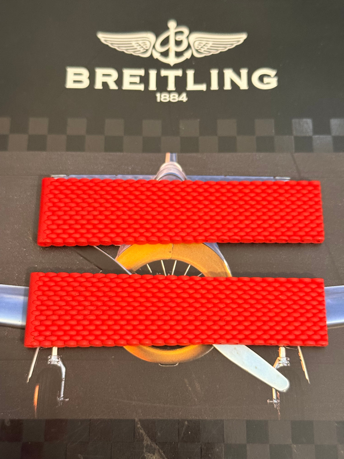 Breitling OEM Red Mesh Rubber Strap for Deployment Clasp 22-20MM Sold Out at Boutiques