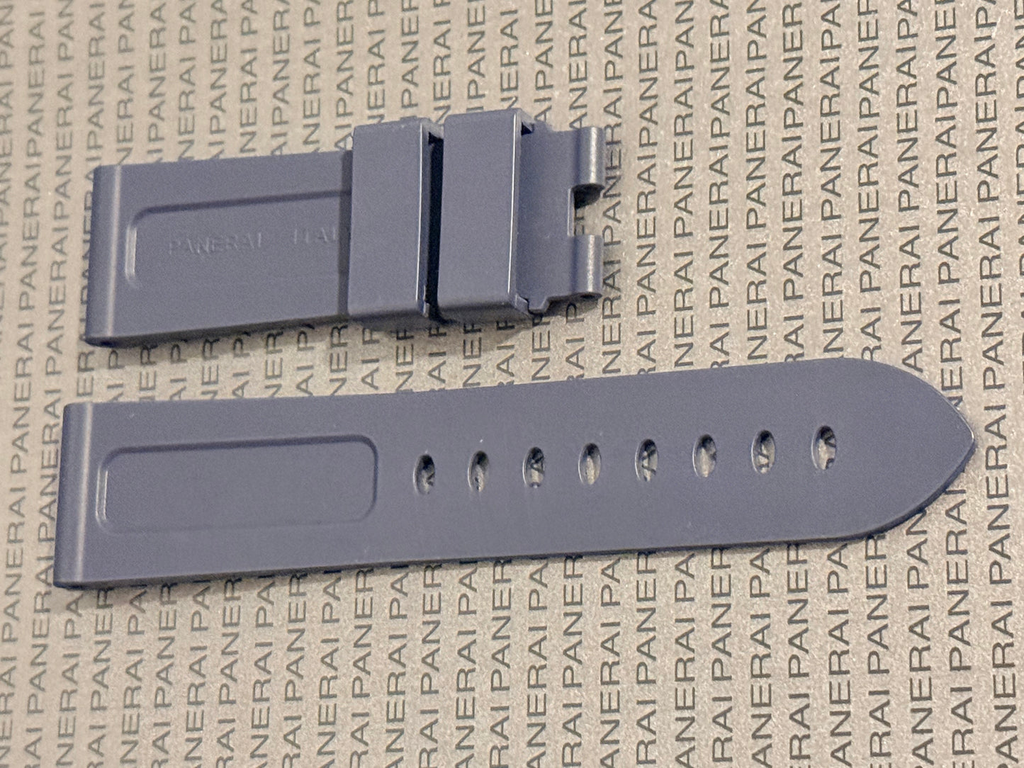 Panerai 24MM Light Blue Rubber Caoutchouc Logo Deployant Strap XL Length (24/22MM) (Copy)