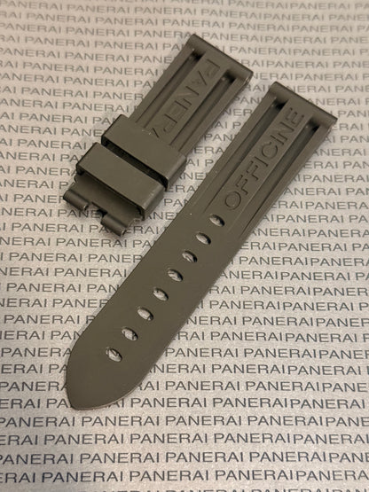 Panerai 24MM Black Rubber Caoutchouc Logo Deployant Strap XL Length (24/22MM)