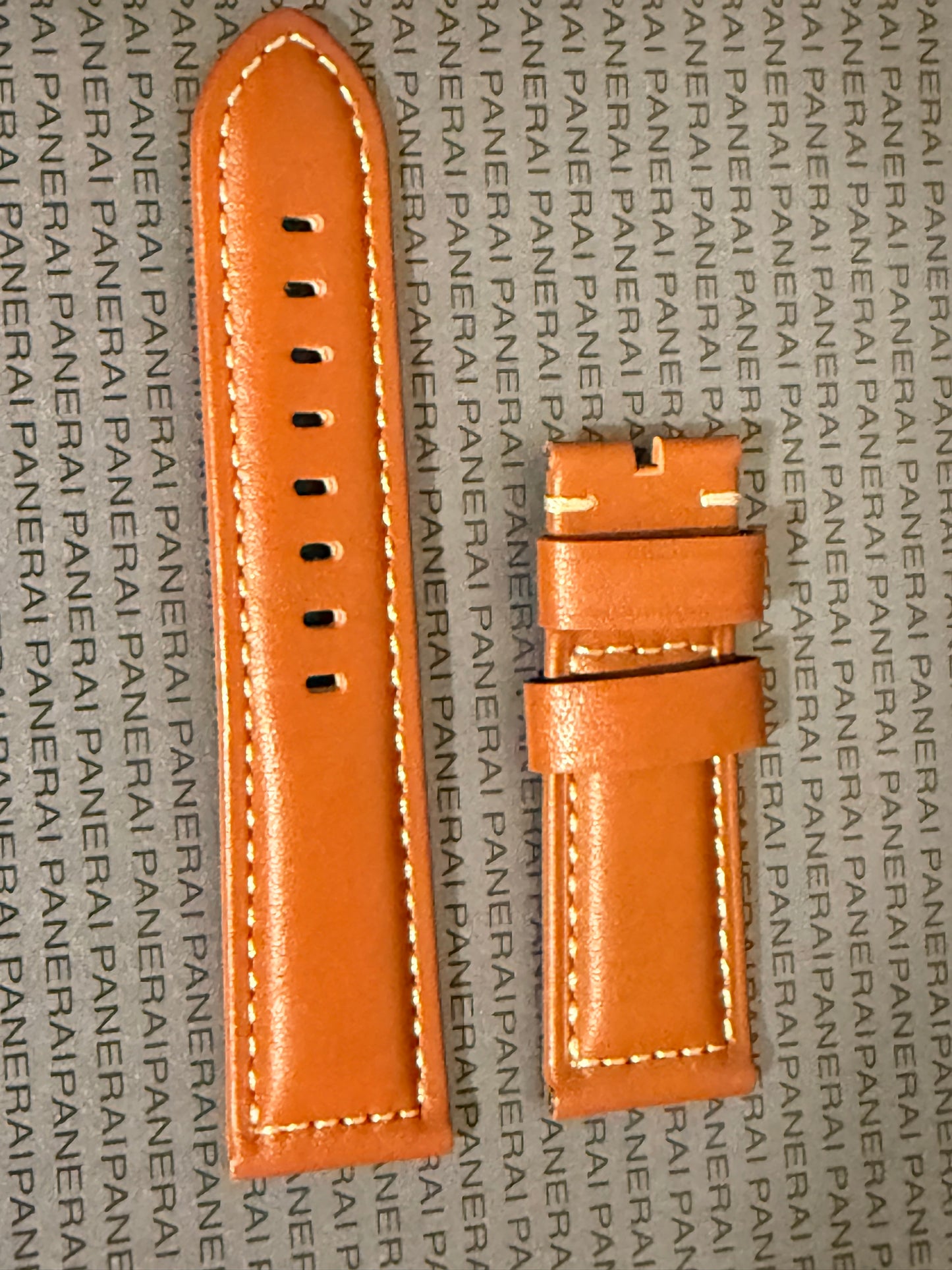 Panerai 24MM OEM Brown Calf Strap for Tang Buckle (24/22MM)