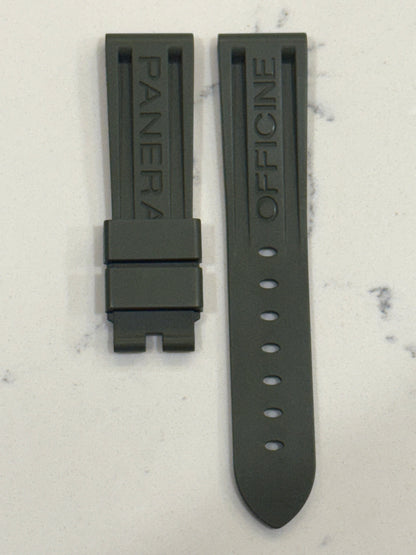 Panerai 22MM Green Rubber Caoutchouc Logo Strap (22/20MM)