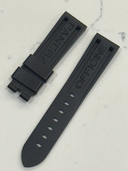 Panerai 22MM  Black  Rubber Caoutchouc Logo Strap (22/20MM)