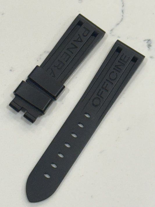 Panerai 22MM  Black  Rubber Caoutchouc Logo Strap (22/20MM)